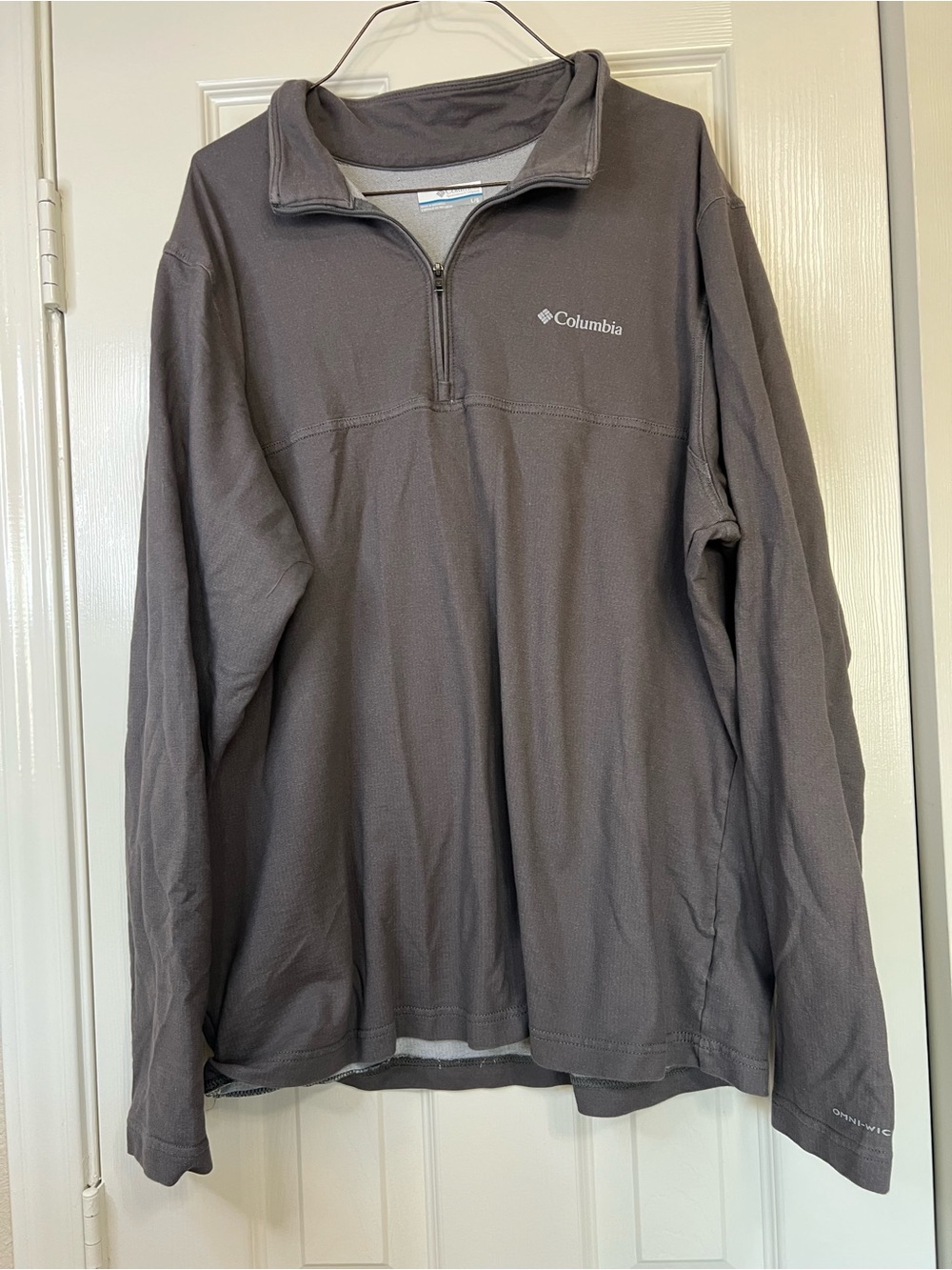 Columbia Omni-Wick Men's Gray Long Sleeve 1/4 Zip Mock Neck Pullover L